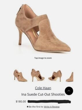 Cole Haan Taupe Suede Cutout Pointed-Toe Heels